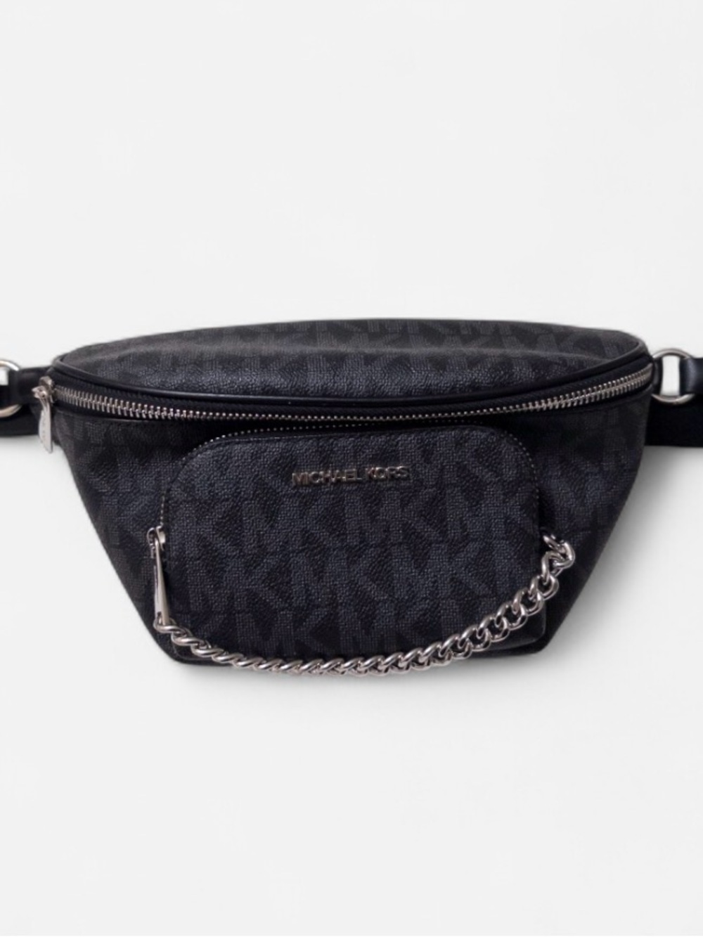 Michael Kors Black Logo-Print Chain Detail Belt Bag